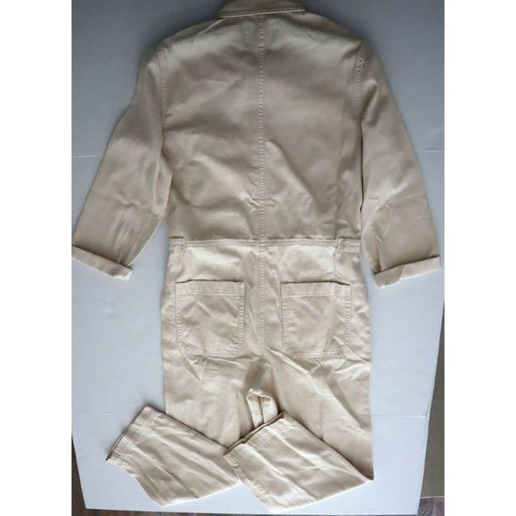 Banana Republic 865092001 Womens Sz 6 Light Ecru Cream/Beige Denim Jumpsuit $140 - Picture 14 of 16
